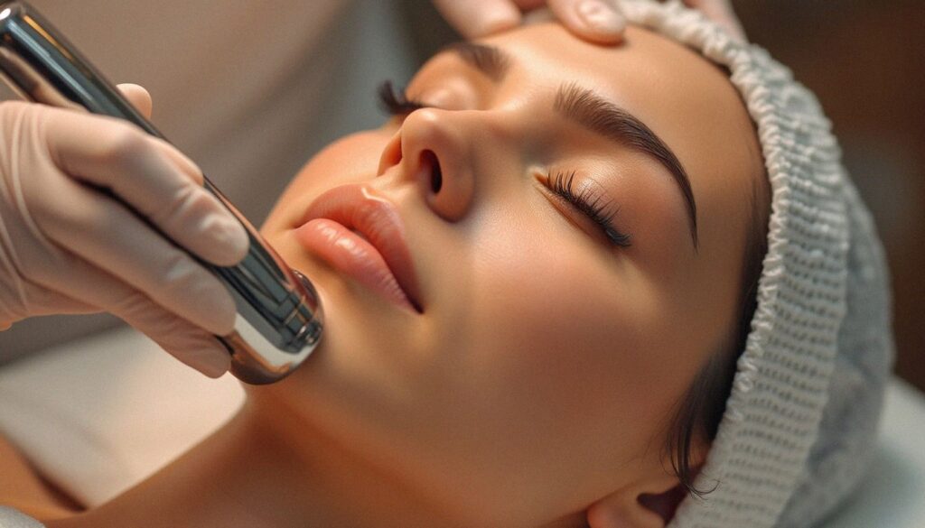 Lady receiving Microdermabrasion Treatment in Fresh Skin Clinic Perth